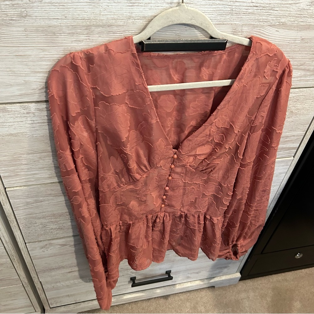 SHEIN Pink Blouse with Puff Sleeves - Picture 3 of 5